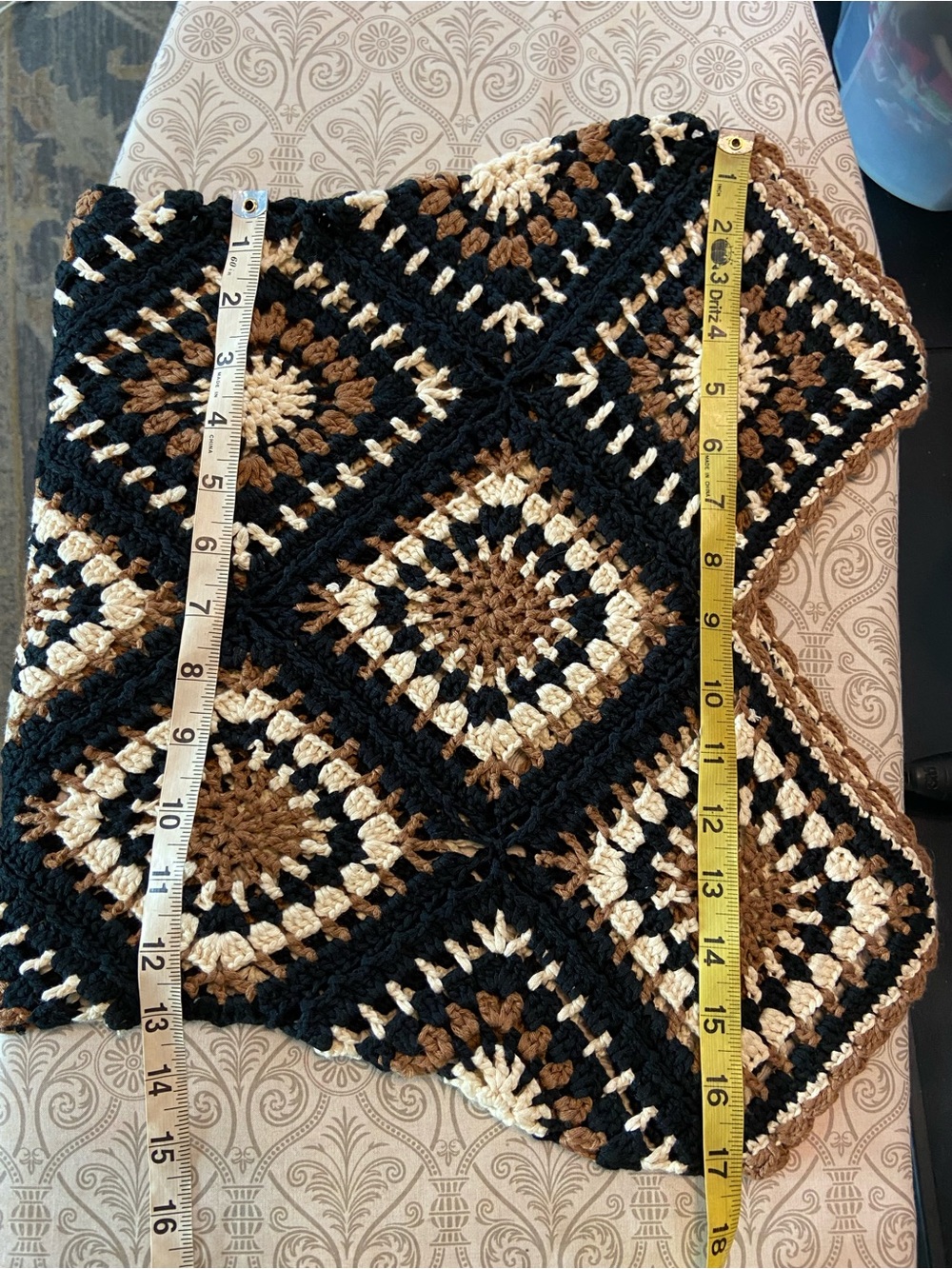 Elan Crochet Aleki Granny Square Fringe Slip Maxi Dress Sheer Coverup Small [TE] - Picture 3 of 13